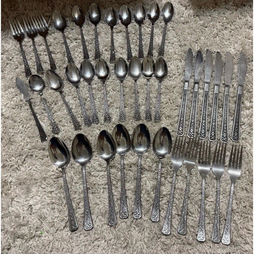 Interpur FLORENZ Stainless Steel Flatware Set 38 Piece Japan Settings MCM